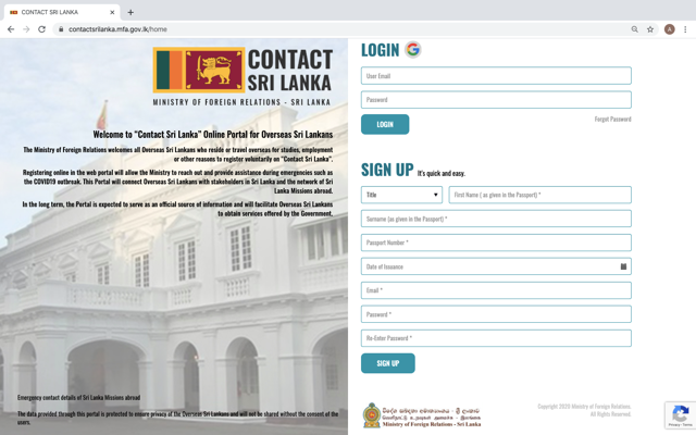 Special Notice Foreign Ministry Launches Contact Sri Lanka Online Portal
