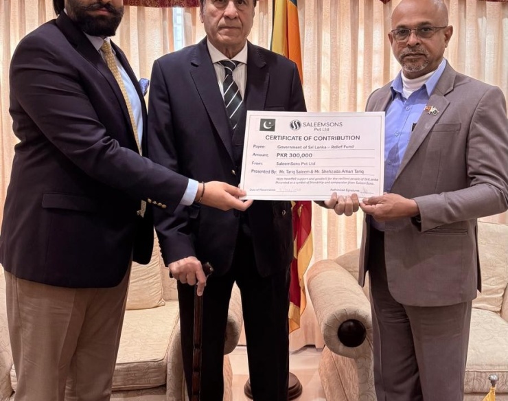 High Commission Receives Donation for Affected Sri Lankans from SaleemSons Pvt Ltd., Islamabad