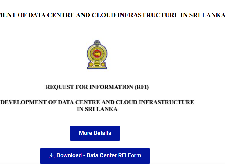 Development of the Data Centre and Cloud Infrastructure in Sri Lanka Request for Information (RFI)