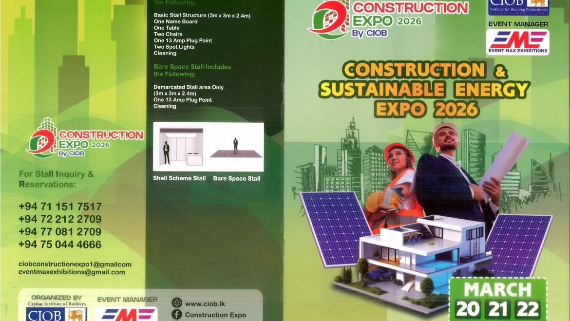 Construction Expo 2026 – 20 to 22 March to be held at BMICH Colombo